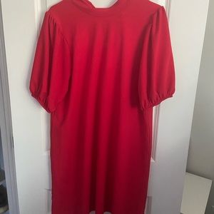 WORN ONCE - Red dress with puffy sleeves - Zara